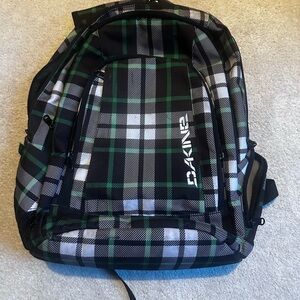 Dakine Black, White & Green Plaid Backpack